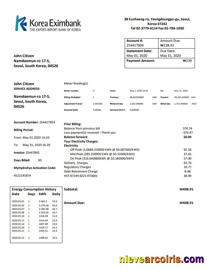 Korea Eximbank good for address prove